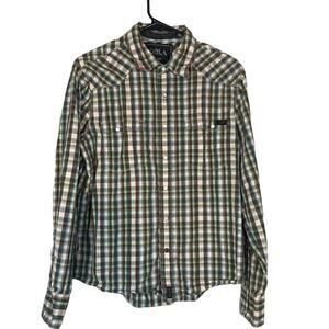 DBLA Life After Denim Men’s Brown Plaid Long Sleeve Button Down Shirt Size L